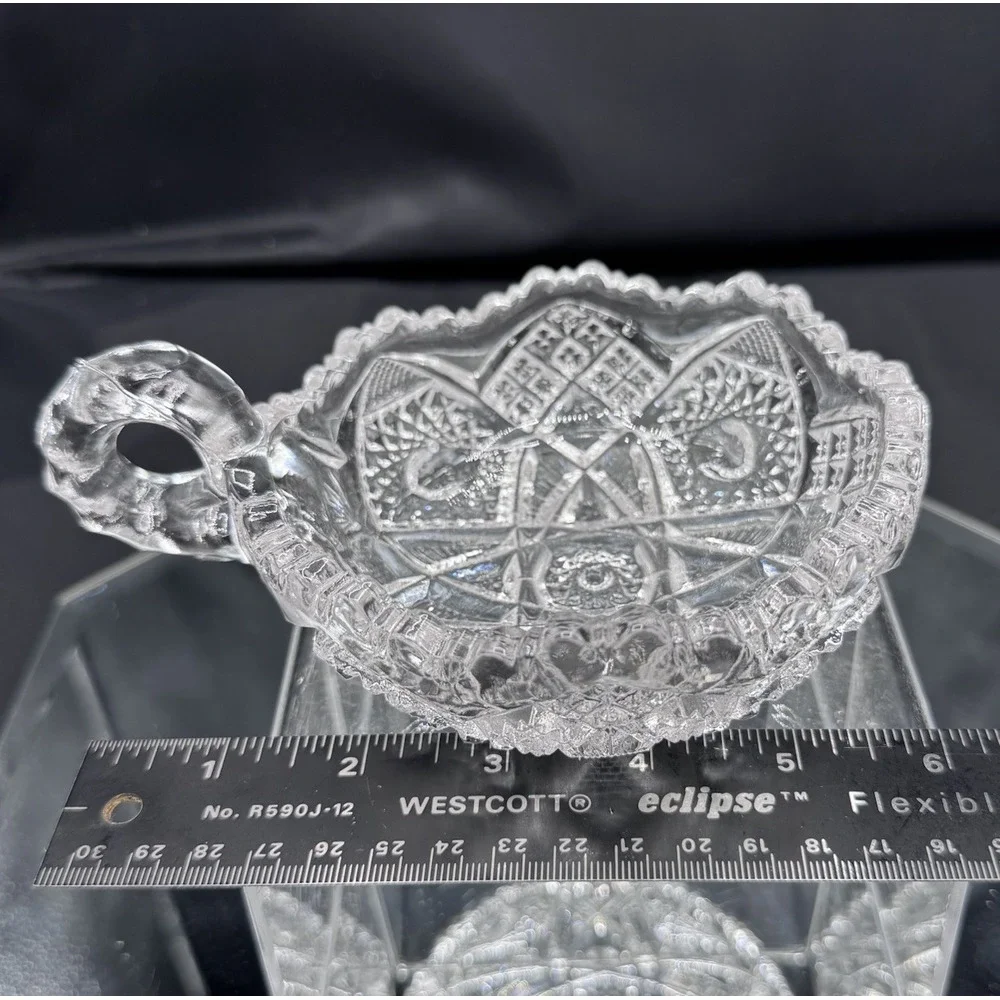 Imperial Glass Brilliant Cut Crystal Bowl With‎ Handle Nappy Bowl Vintage